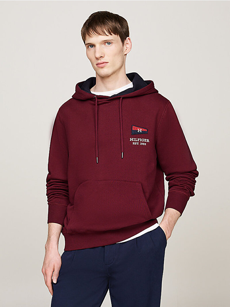 Erkek Flag Hilfiger Hoodie Kırmızı MW0MW35544VLP