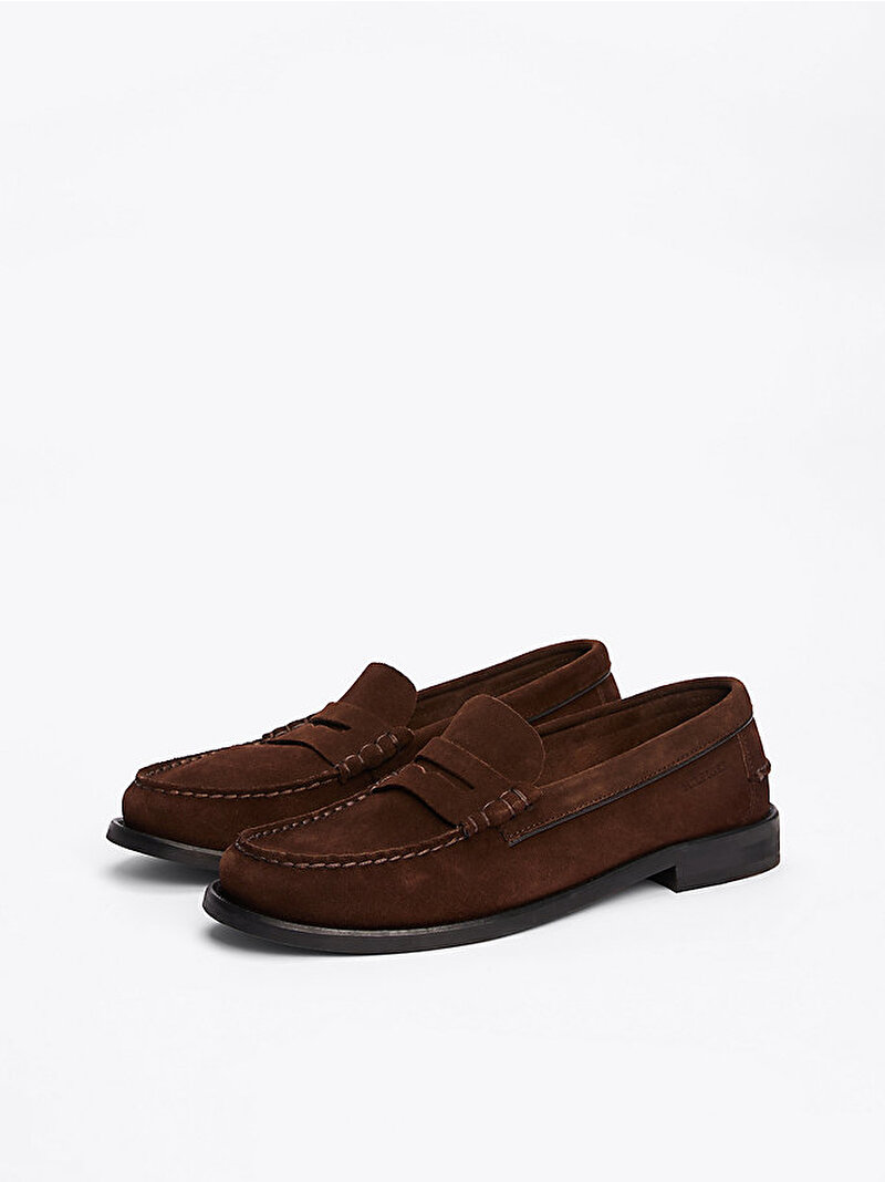 Erkek Classic Hilfiger Süet Loafer Kahverengi FM0FM05363GV0