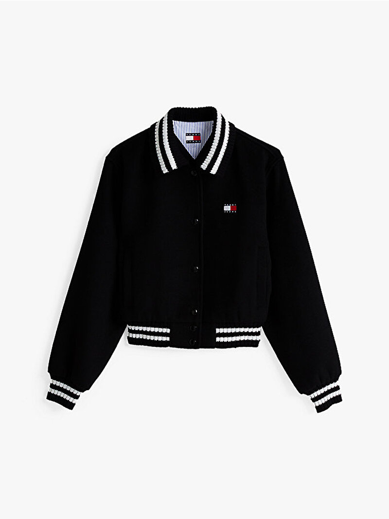 Kadın Tjw Crp Lw Wool Varsity Bomber Ceket Siyah DW0DW20165BDS