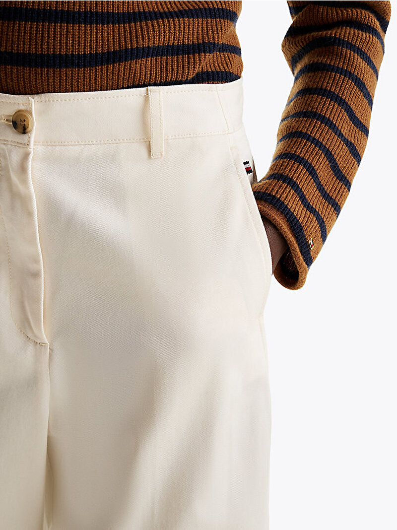 Kadın Cotton Barrel Relaxed Pantolon Beyaz  WW0WW43809Z00