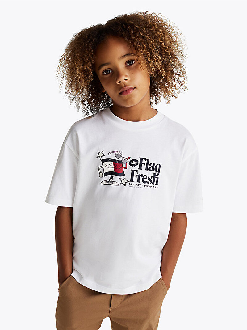 Erkek Çocuk Flag Fun T-Shirt Beyaz  KB0KB09354YBR