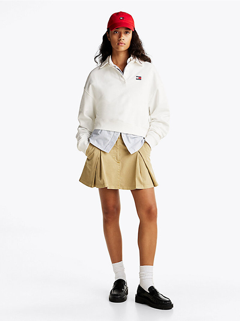 Kadın Tjw Boxy Badge Polo Sweatshirt Ekru DW0DW19409YBL