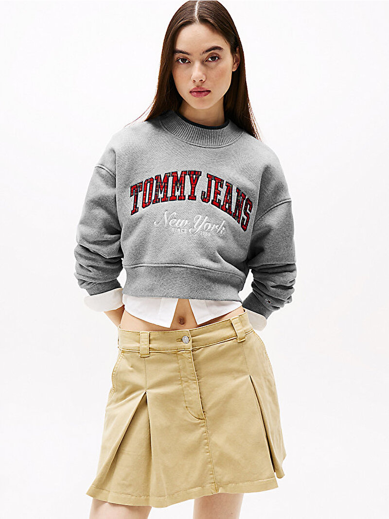 Kadın Tjw Crop Cneck Collar Sweatshirt Gri DW0DW20536P6N