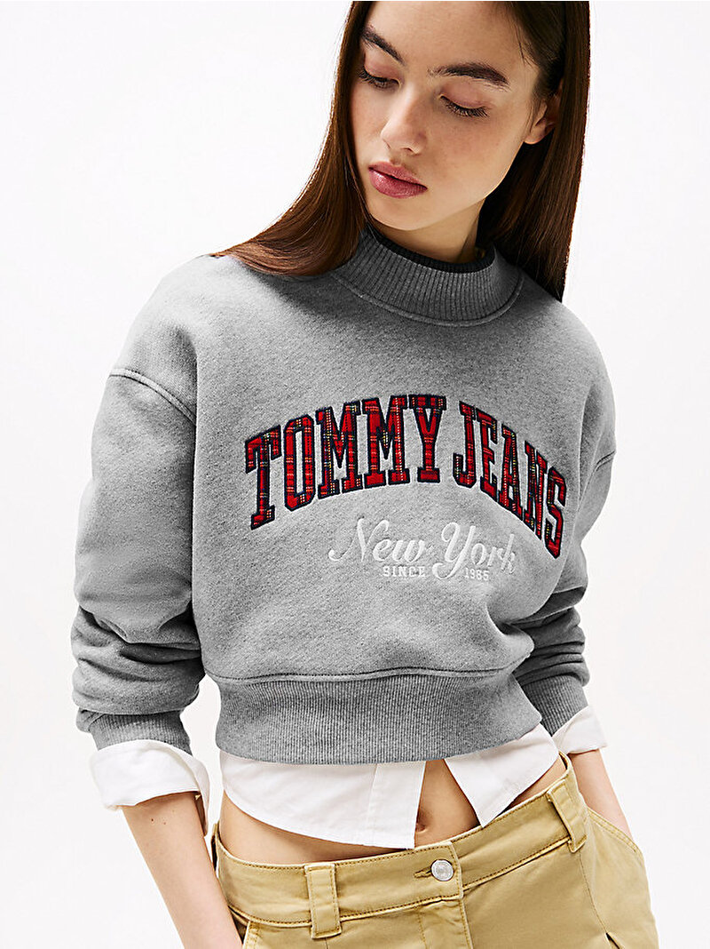 Kadın Tjw Crop Cneck Collar Sweatshirt Gri DW0DW20536P6N