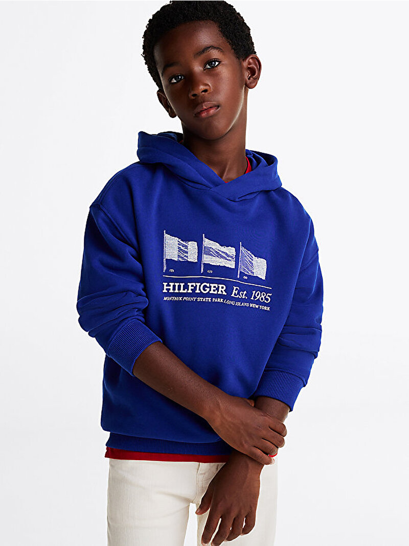 Erkek Çocuk Waving Flag Hoodie Lacivert KB0KB09310D03