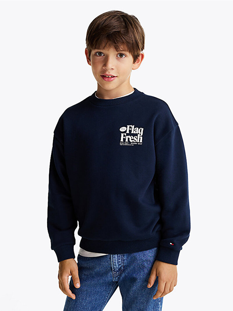 Erkek Çocuk Fun Flag Sweatshirt Lacivert KB0KB09596C1G