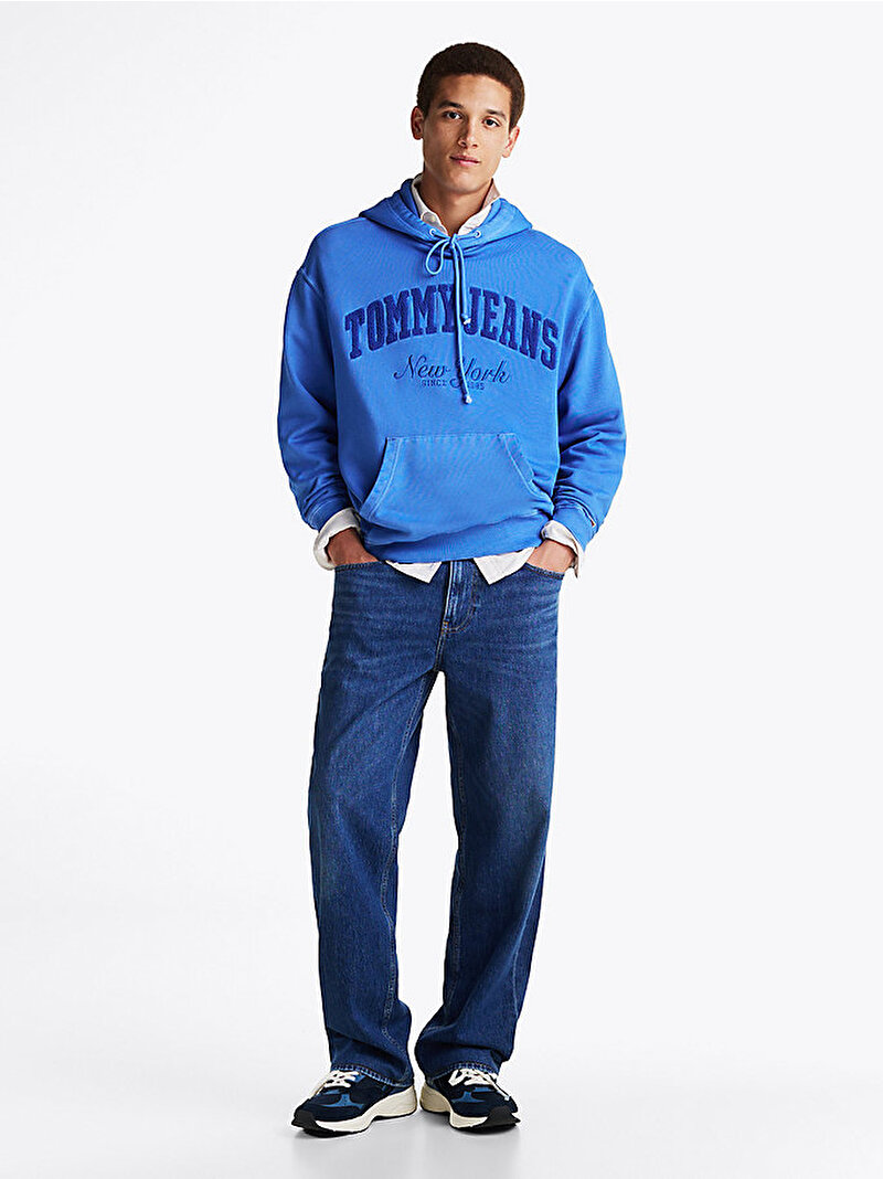 Erkek Tjm Rlx Vintage Varsity Sweatshirt Mavi  DM0DM20263C6E
