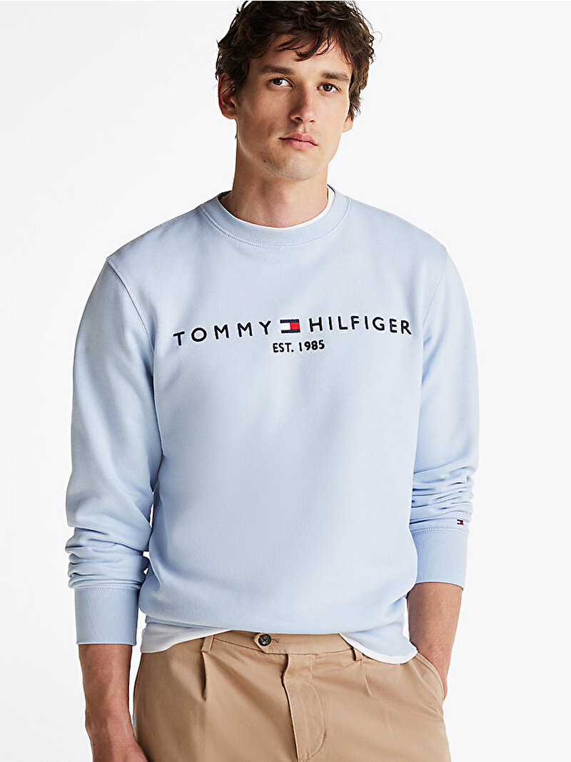 Erkek Tommy Logo Sweatshirt Mavi  MW0MW11596C1O