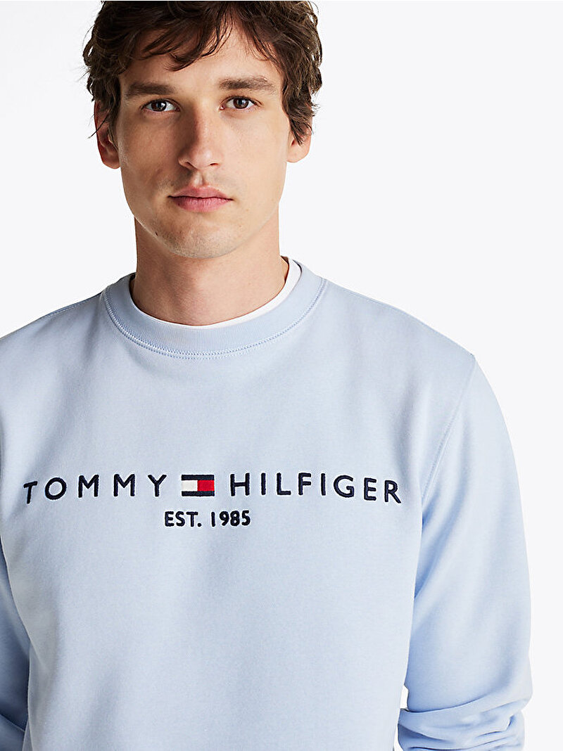 Erkek Tommy Logo Sweatshirt Mavi  MW0MW11596C1O