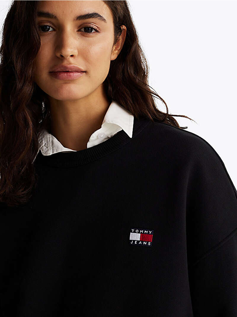 Kadın Tjw Bxy Badge Crew Sweatshirt Siyah DW0DW19408BDS