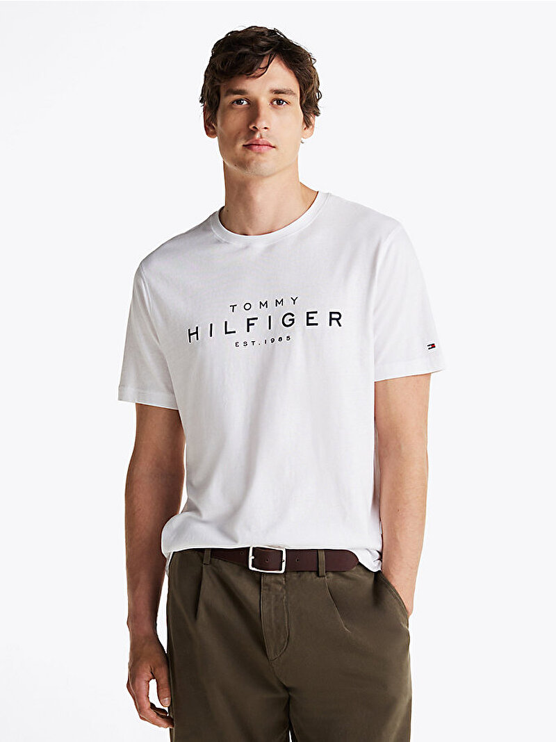 Erkek Big Hilfiger T-Shirt Beyaz  MW0MW37448YBR