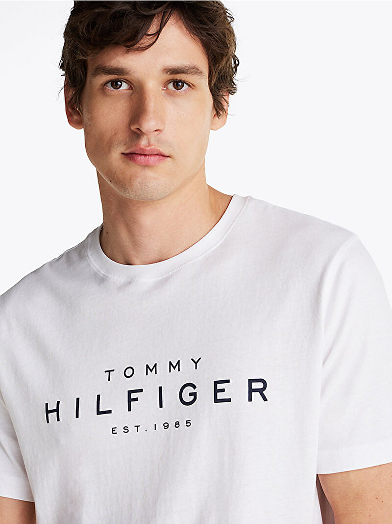 Erkek Big Hilfiger T-Shirt Beyaz  MW0MW37448YBR