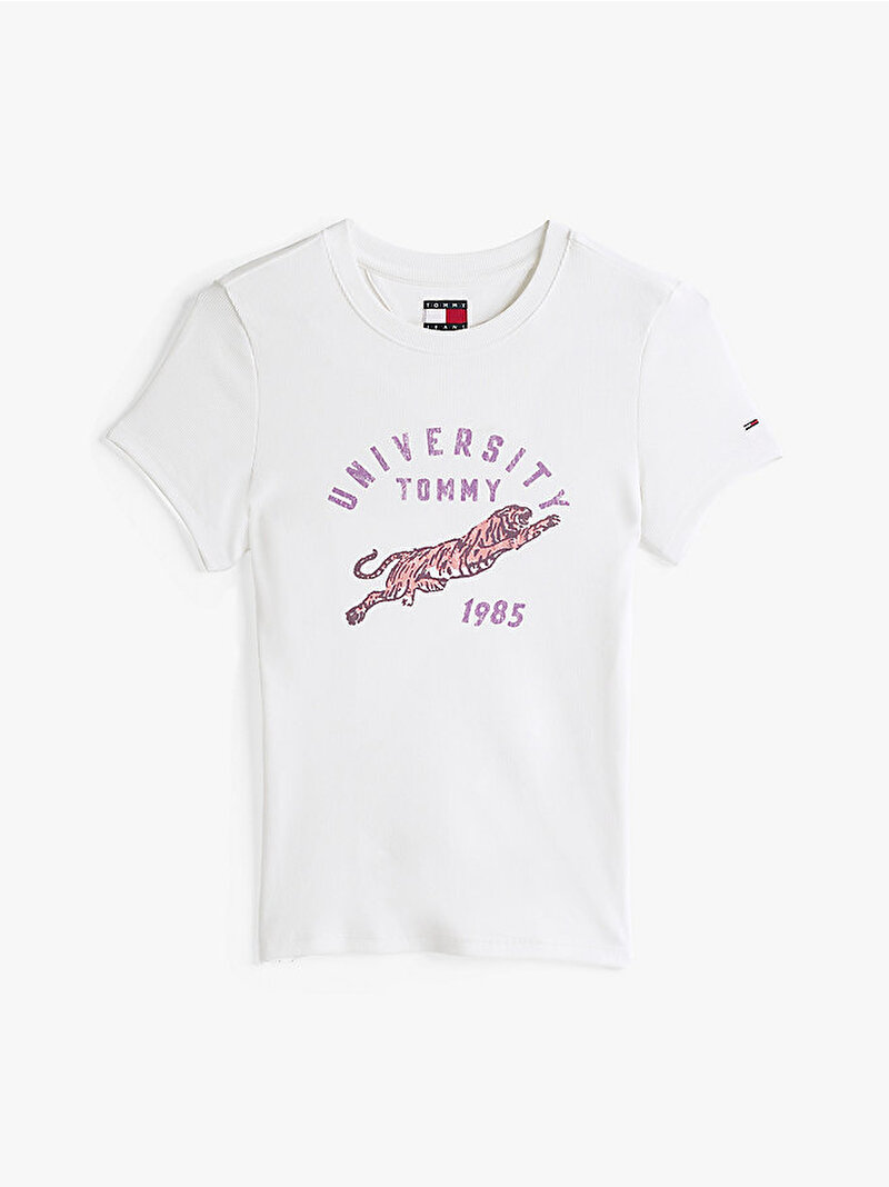 Kadın Tjw Slim Rib Uni T-Shirt Ekru DW0DW20162YBL