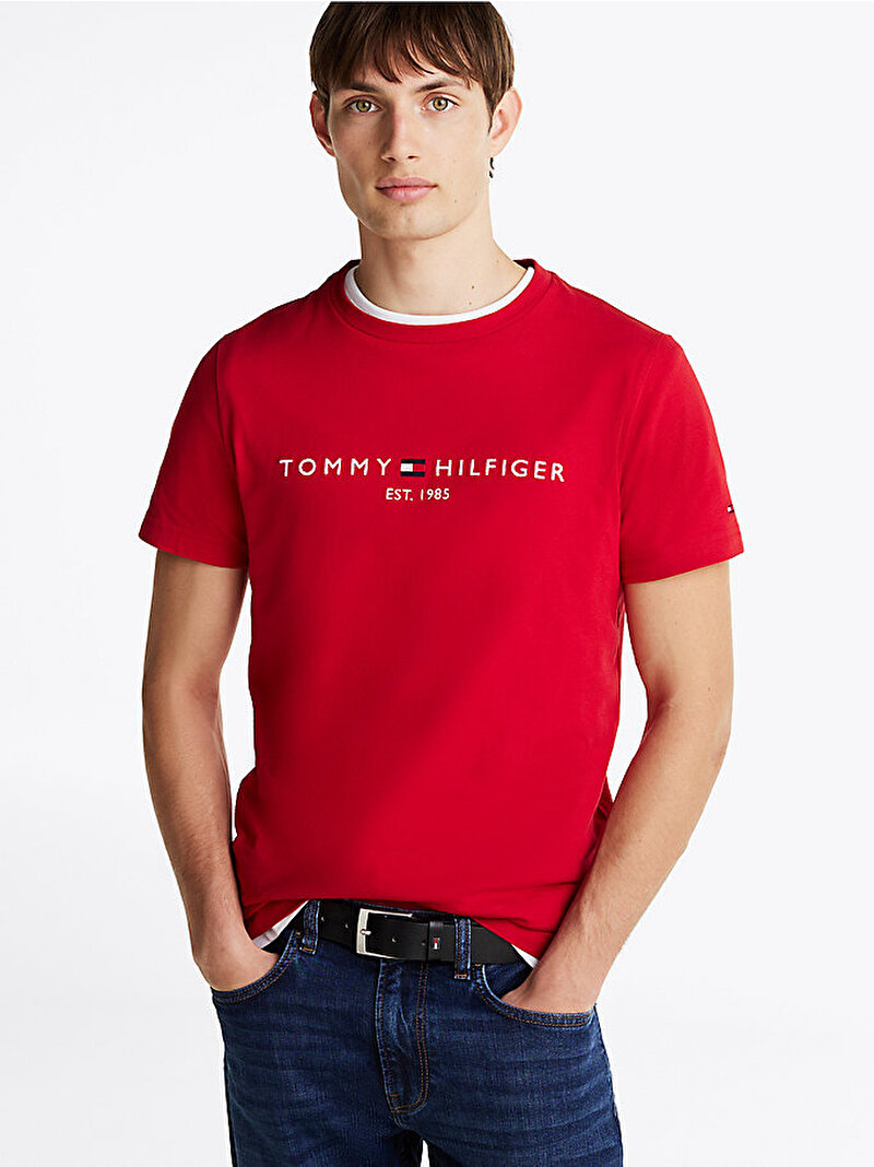 Erkek Tommy Logo T-Shirt Kırmızı MW0MW11797XLD