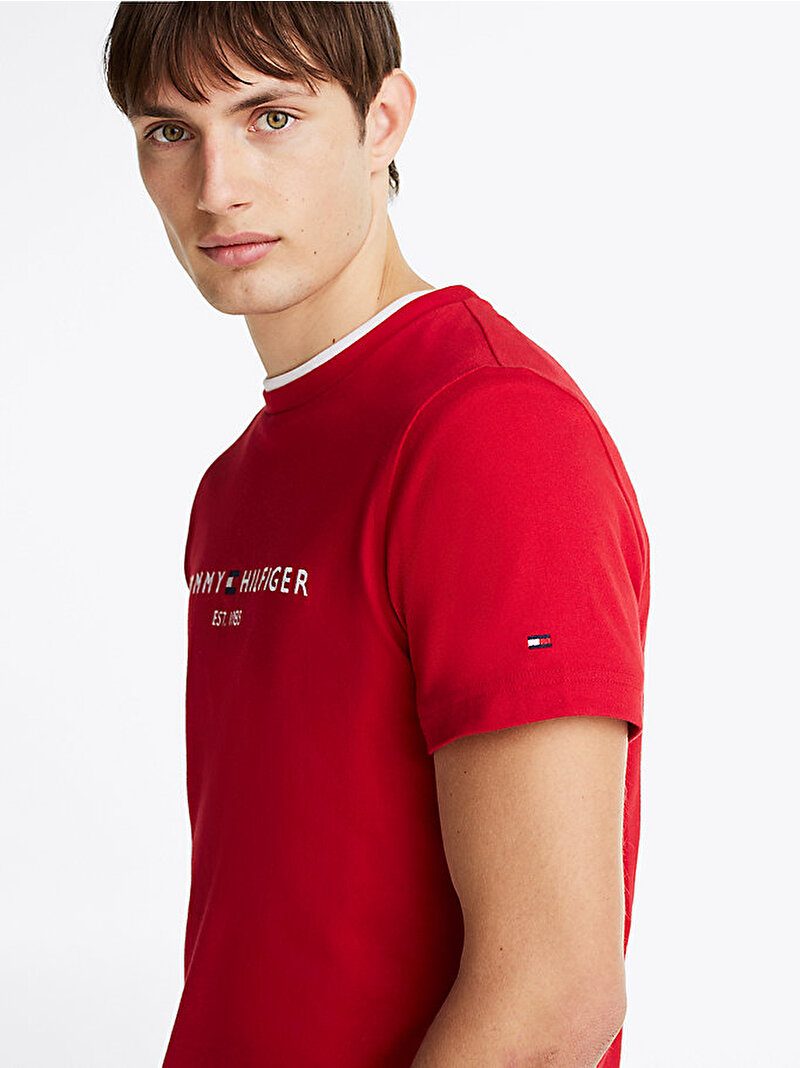 Erkek Tommy Logo T-Shirt Kırmızı MW0MW11797XLD