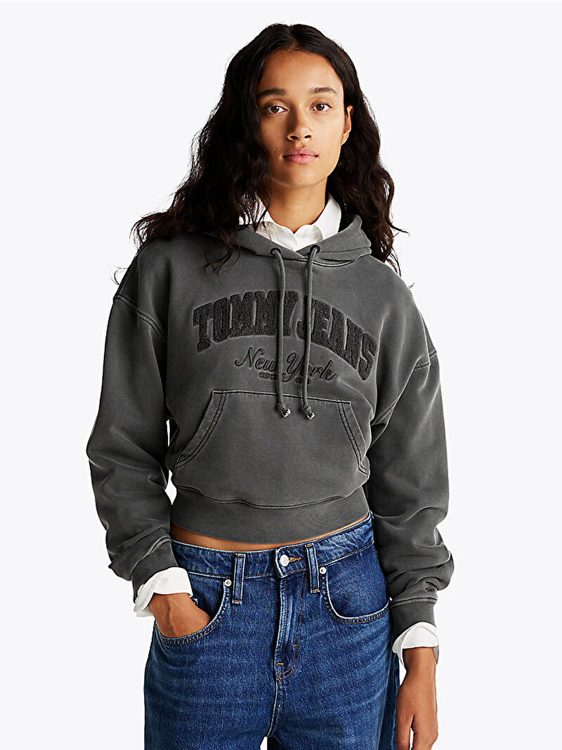 Kadın Tjw Boxy Crop Sweatshirt Siyah DW0DW19413BDS