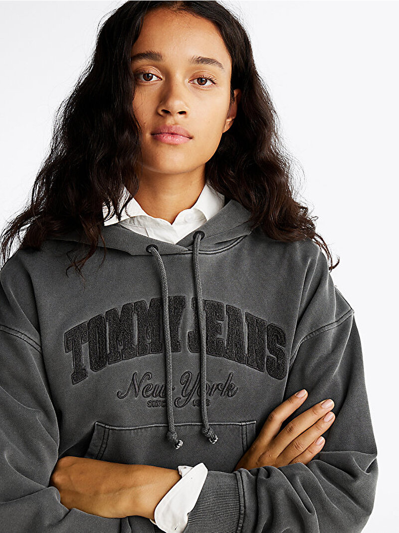 Kadın Tjw Boxy Crop Sweatshirt Siyah DW0DW19413BDS