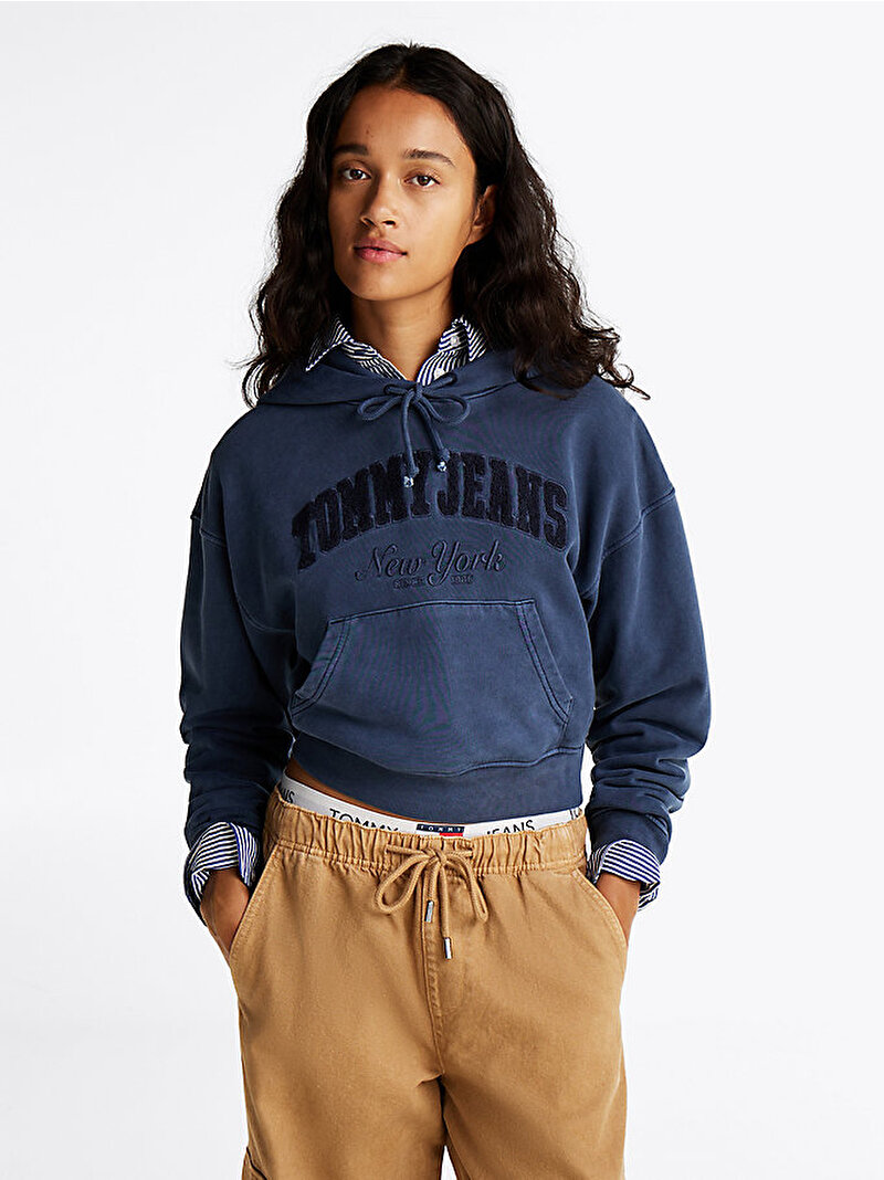 Kadın Tjw Boxy Crop Sweatshirt Lacivert DW0DW19413C1G