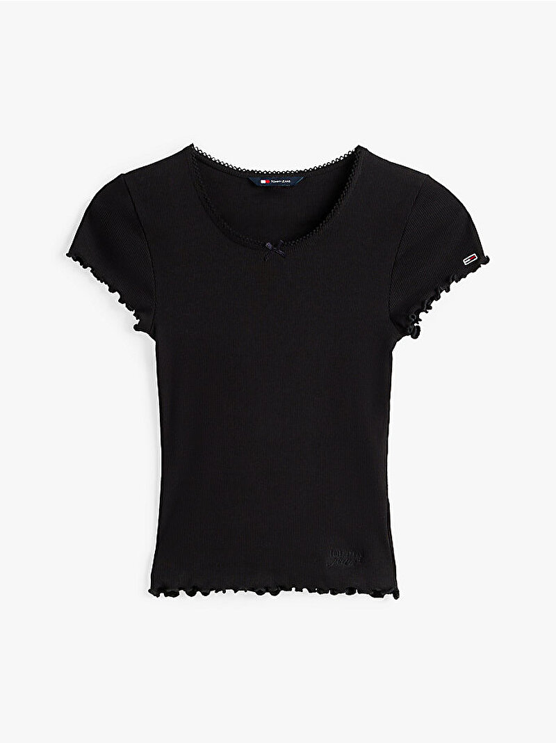 Kadın Tjw Slim Scallop T-Shirt Siyah DW0DW19504BDS