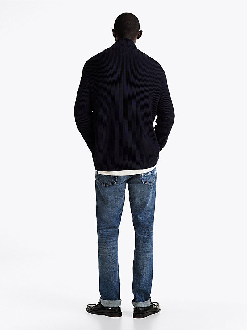 Erkek Chunky Cotton Rib Kazak Lacivert MW0MW373990GY