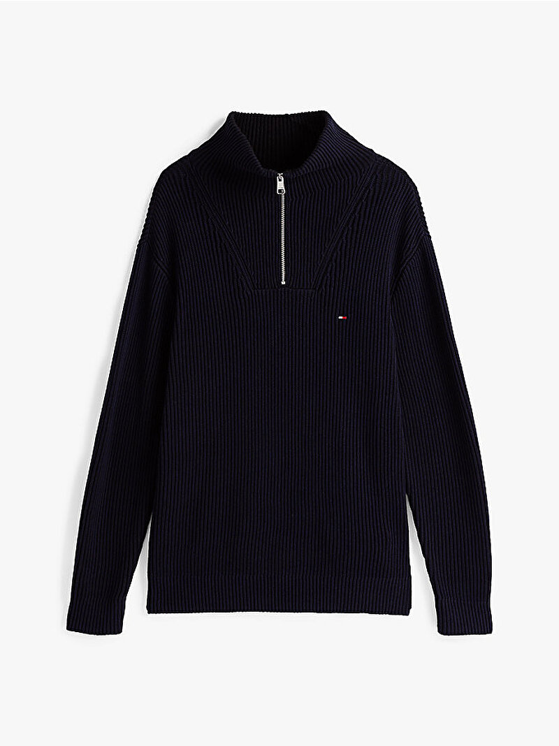 Erkek Chunky Cotton Rib Kazak Lacivert MW0MW373990GY