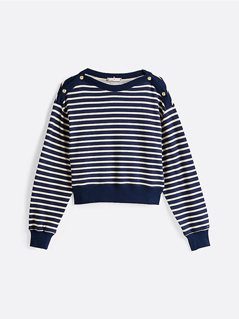 Kadın Gold Button Boat-Nk Sweatshirt Lacivert WW0WW444470AD