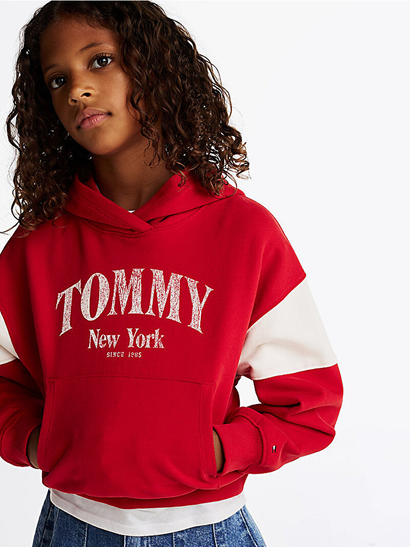 Kız Çocuk Varsity Colorblock Hoodie Kırmızı KG0KG08520XME