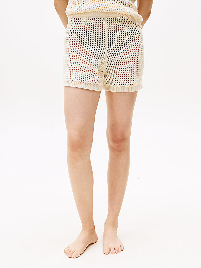 Kadın Short Crochet Şort Bej  UW0UW05869ACJ