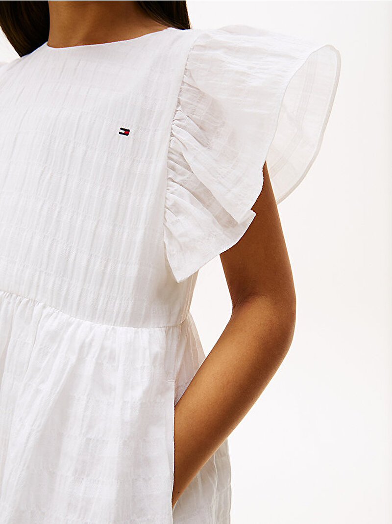 Kız Çocuk Textured Cotton Elbise Beyaz  KG0KG08472YBR