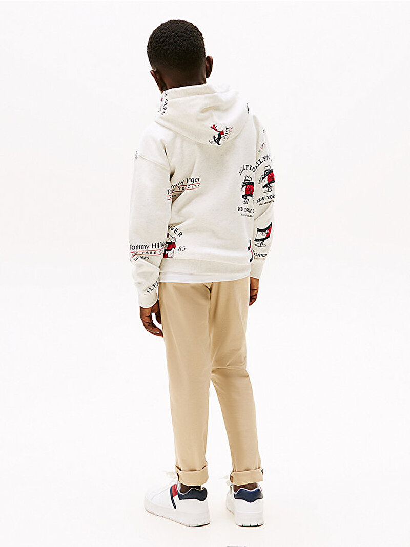 Erkek Çocuk All Over Print Hoodie Beyaz  KB0KB09658PMT