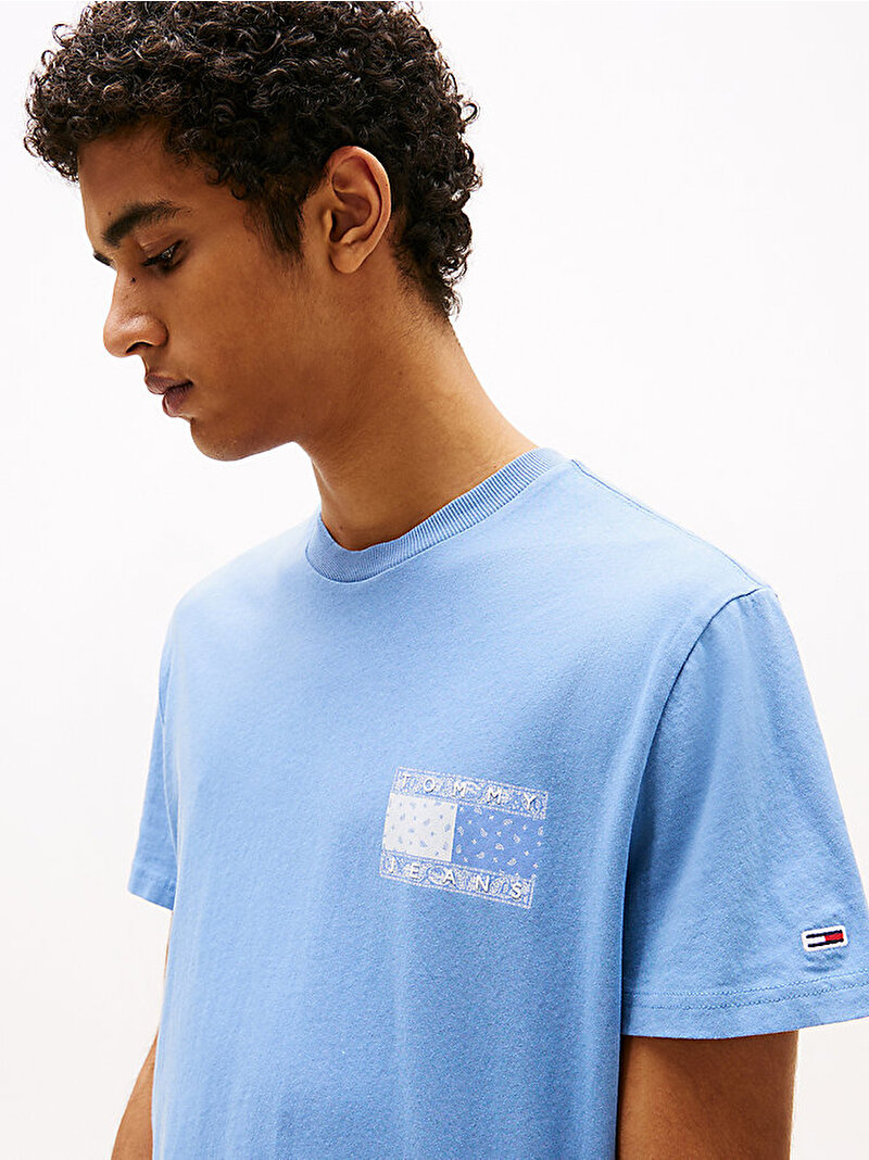 Erkek Tjm Reg Paisley Flag T-Shirt Mavi  DM0DM20774DY6