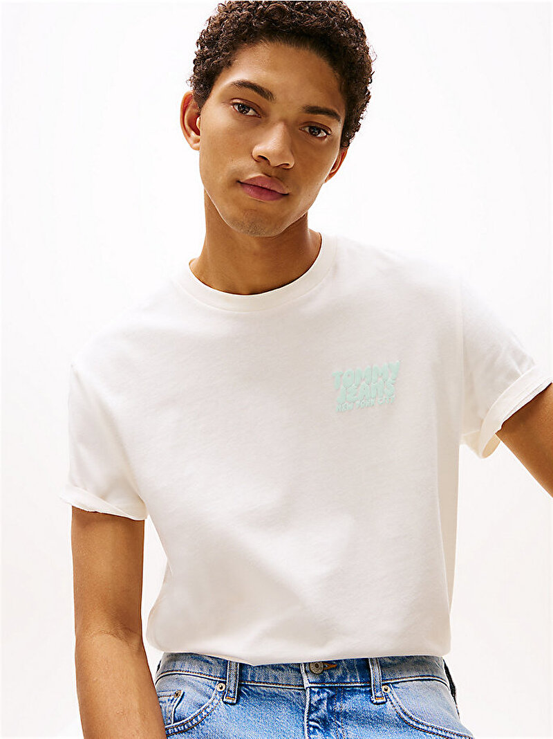 Erkek Tjm Reg Bubble Back T-Shirt Beyaz  DM0DM21864YBH