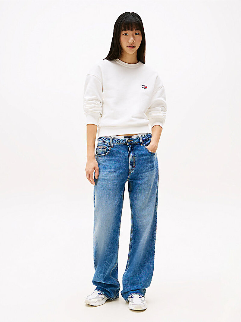 Kadın Tjw Bxy Badge Crew Sweatshirt Ekru DW0DW19408YBL