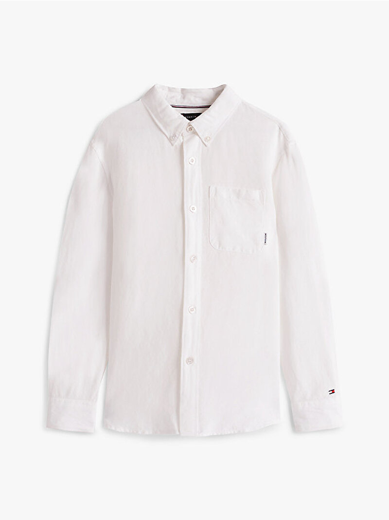 Erkek Çocuk Linen Blend Relaxed Gömlek Beyaz  KB0KB09550YBR