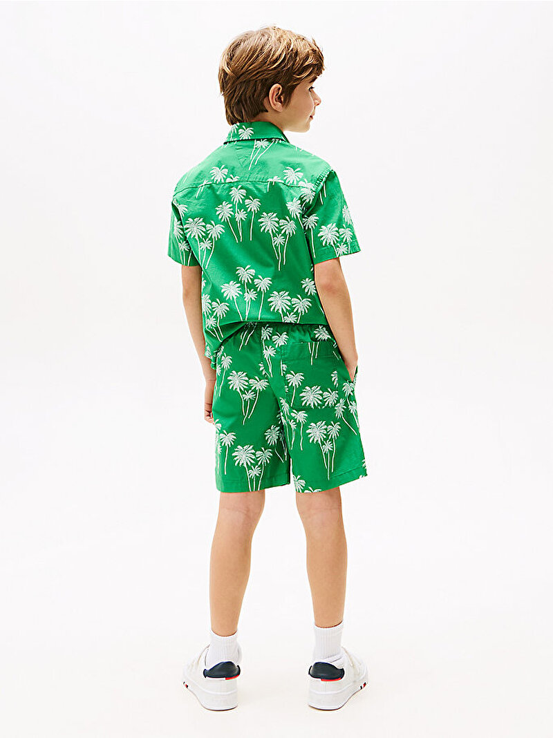 Erkek Çocuk Stretch Poplin Print Şort Yeşil KB0KB096440H7