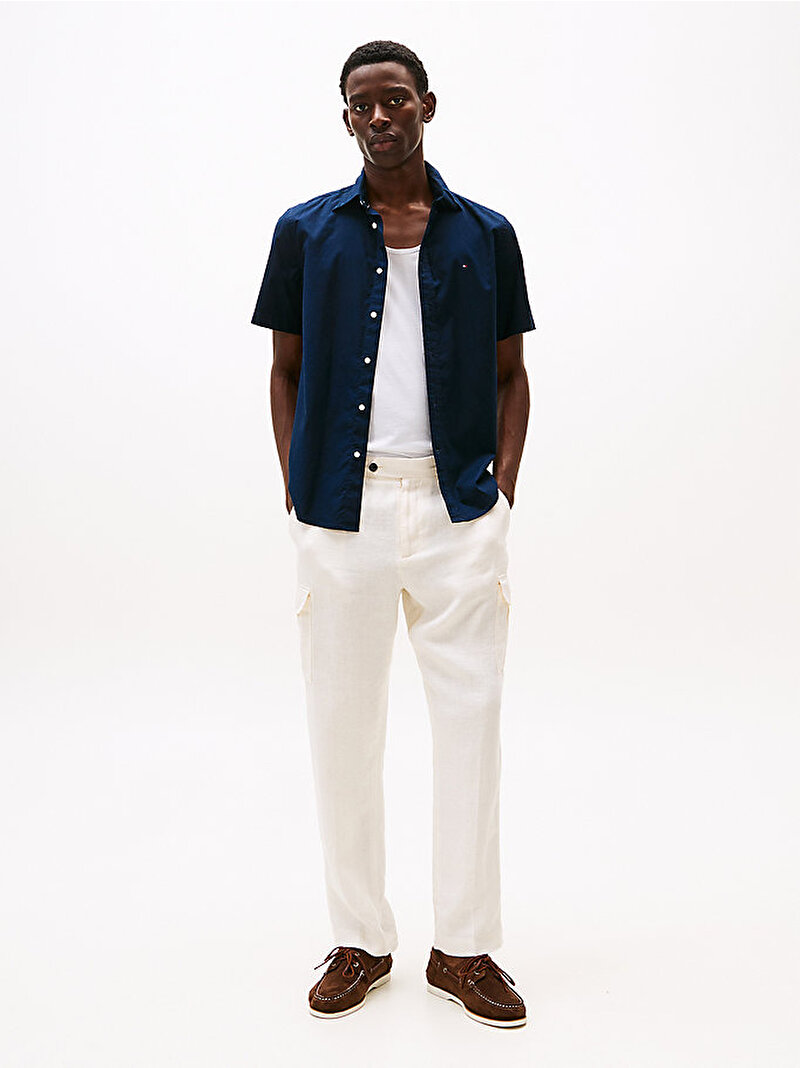 Erkek Flex Poplin Solid Gömlek Lacivert MW0MW37584DW5