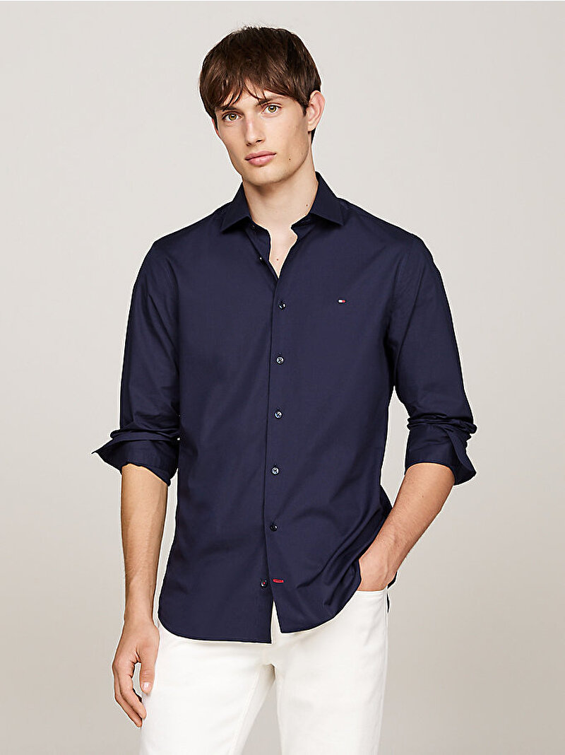 Erkek Cl Flex Poplin Gömlek Lacivert MW0MW38347CHS