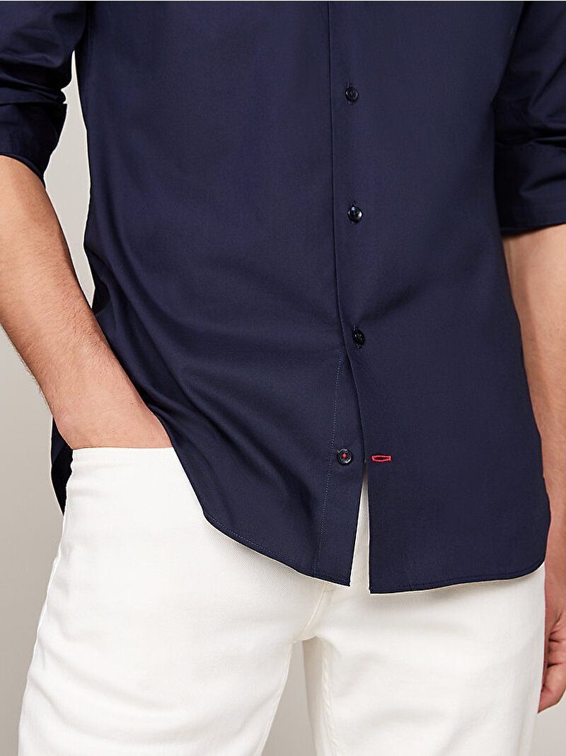 Erkek Cl Flex Poplin Gömlek Lacivert MW0MW38347CHS