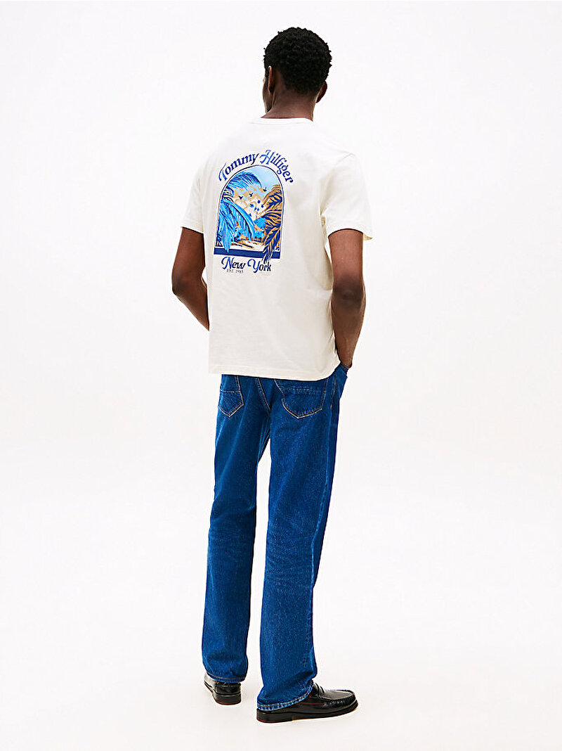 Erkek Hilfiger Summer Photo T-Shirt Ekru MW0MW38643Z00