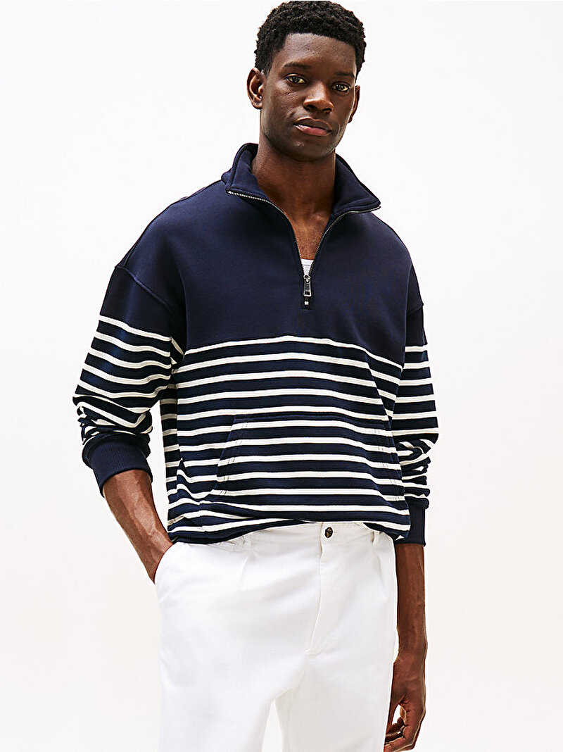 Erkek Placed Stripe Sweatshirt Lacivert MW0MW393030A4