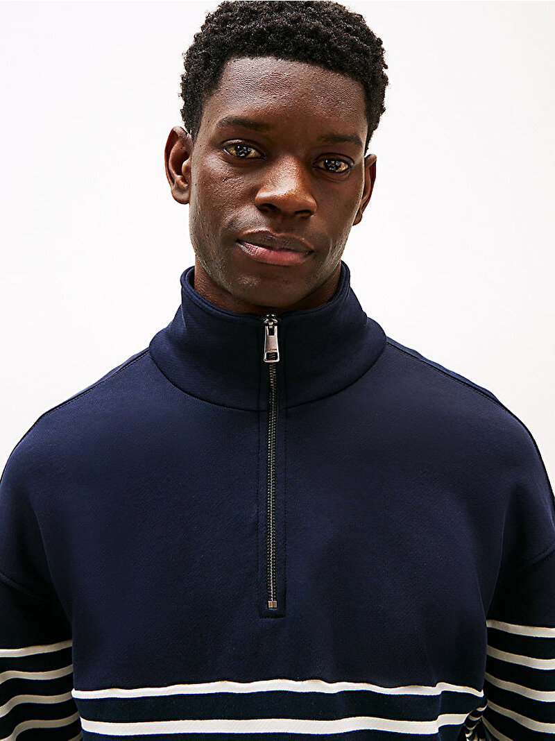 Erkek Placed Stripe Sweatshirt Lacivert MW0MW393030A4