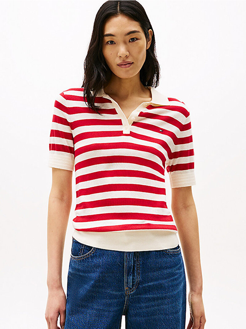 Kadın Co Lyocell Button T-Shirt Kırmızı WW0WW379370FJ