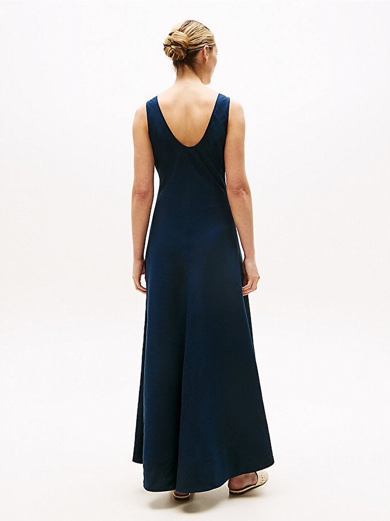Kadın Textured Linen Tank Elbise Lacivert WW0WW46171C1G