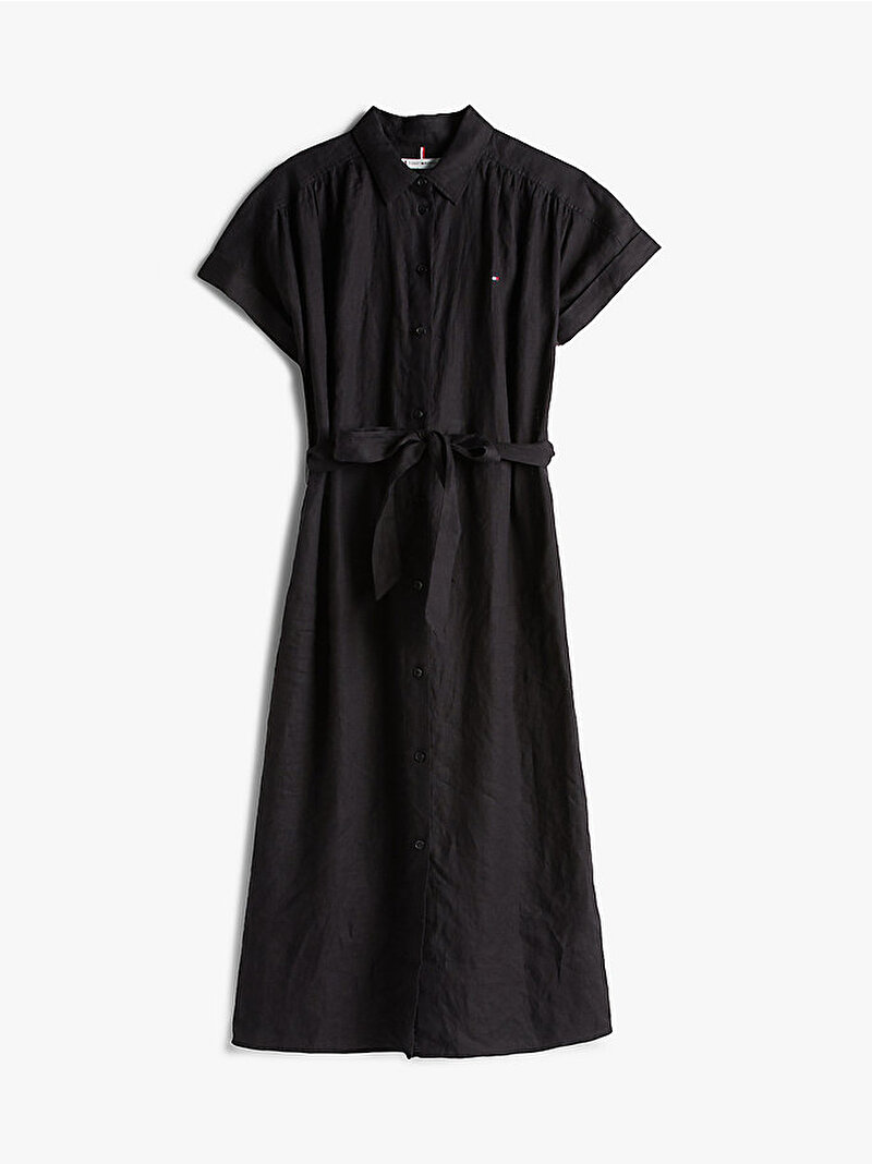 Kadın Ess Linen Midi Elbise Siyah WW0WW44653BDS