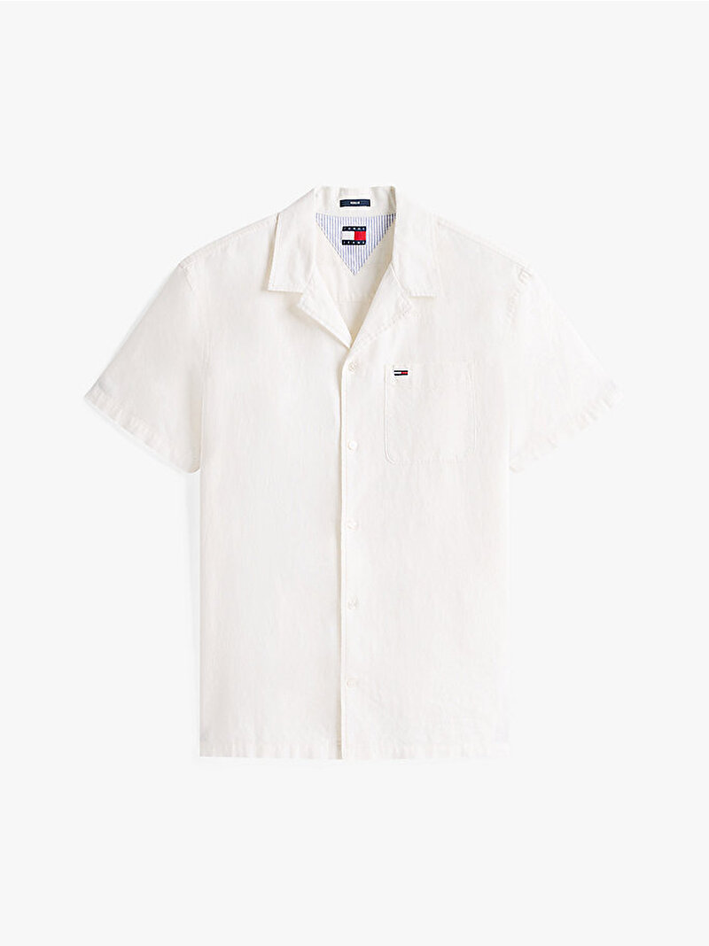 Erkek Tjm Linen Blend Camp Gömlek Ekru DM0DM20895YBL