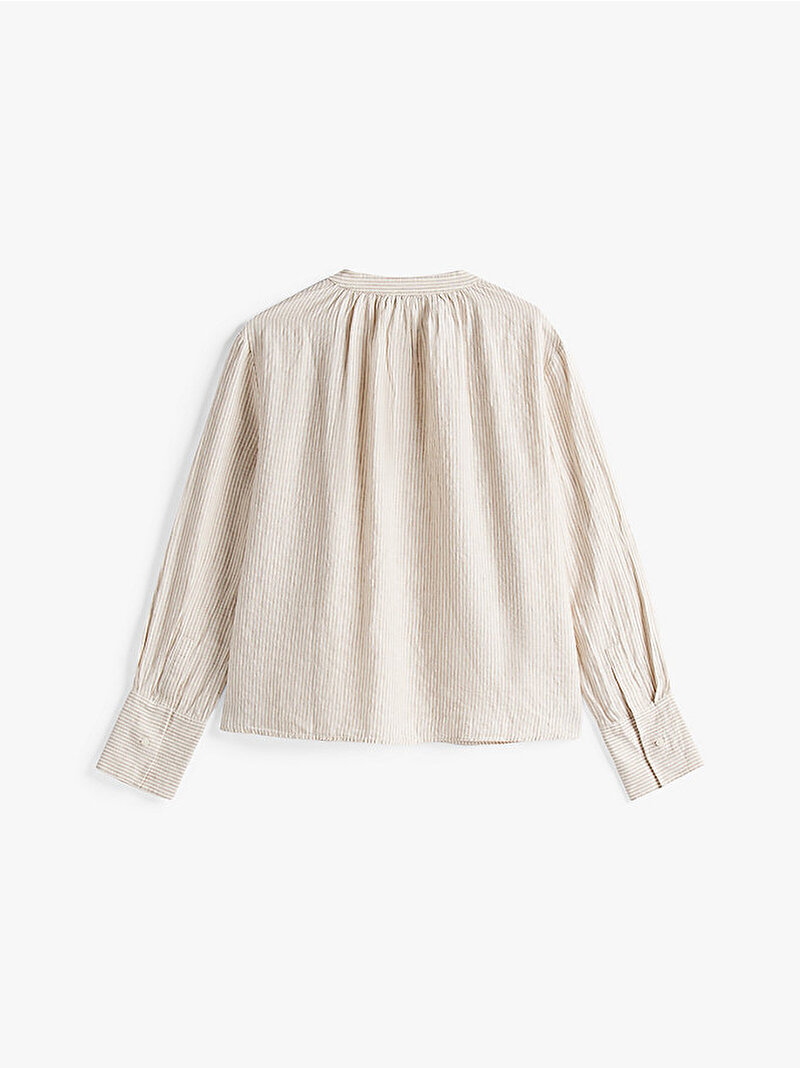 Kadın Adaptive Ess Linen V Neck Gömlek Bej  WW0WW4646304P