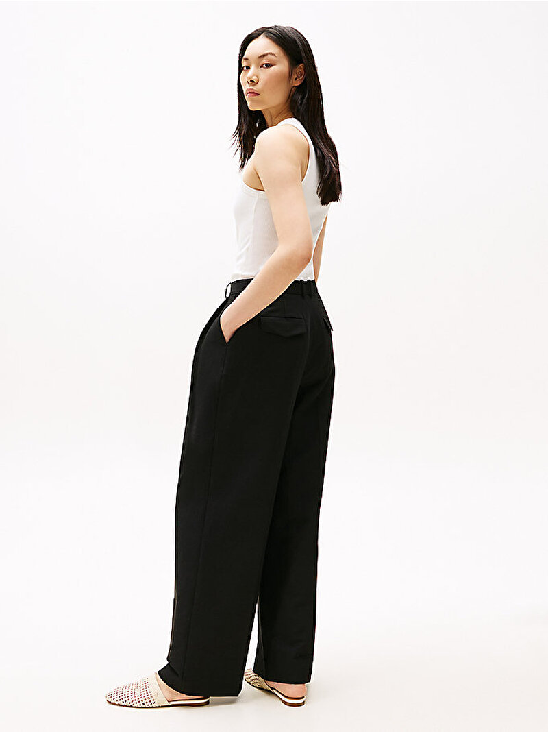 Kadın Linen Mix Rlxd Straight Pantolon Siyah WW0WW45460BDS