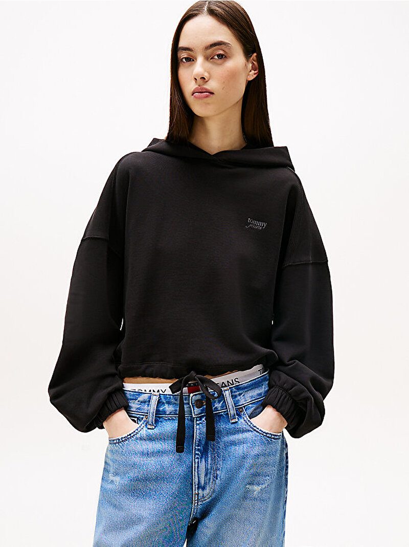 Kadın Tjw Crop Hoodie Siyah DW0DW20314BDS