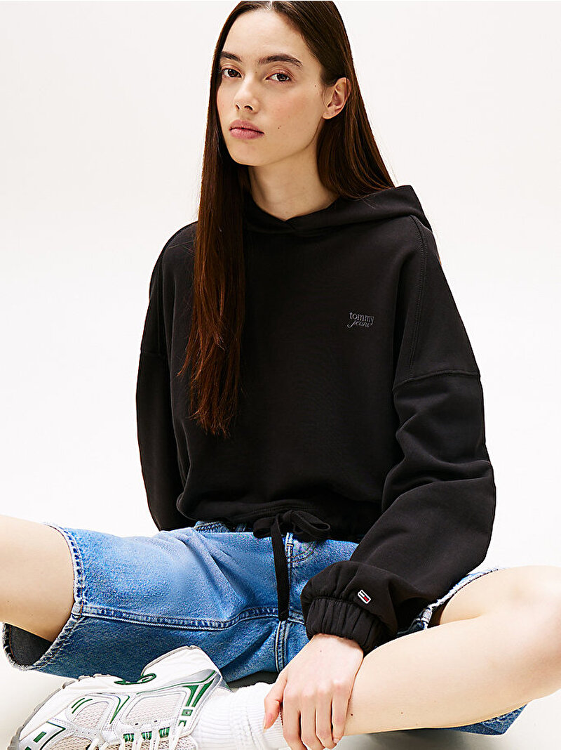 Kadın Tjw Crop Hoodie Siyah DW0DW20314BDS