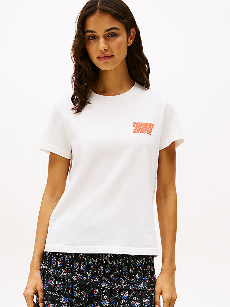 Kadın Tjw Reg Tj Bubble T-Shirt Ekru DW0DW21338YBL